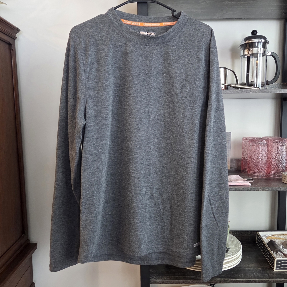 Omni-Wool Men's Gray Long Sleeve Shirt 80% Polyester 20% Wool XL